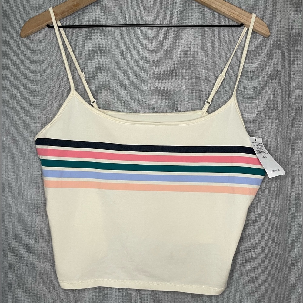 American Eagle Outfitters Cream Color Cropped Tank Top